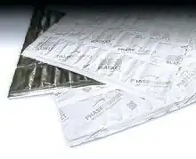 Image of 3 layers of ENRG Blanket, an organic PCM encapsulated in a poly/foil film.