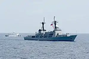 BRP Gregorio del Pilar steam in formation together with BRP Edsa Dos during the sea phase of CARAT Philippines 2013.