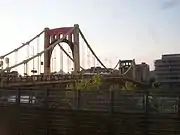 "Knit the Bridge" yarn bombing event on the Andy Warhol Bridge in Pittsburgh