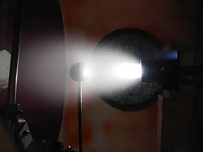 Spheric model interacting with CO2/N2 'Mars'  like plasma low pressure supersonic flow. Phedra facility, ICARE, CNRS (Viviana Lago).