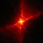 The Red Rectangle Nebula, an example of a protoplanetary nebula.