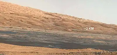 Curiosity's view of Aeolis Mons (9 August 2012; white-balanced image)
