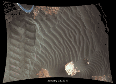 Sand moving on Mars – as viewed by Curiosity (January 23, 2017).