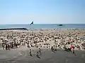 Le Portel: beach with view on the Heurt Fort