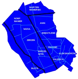 Administrative division of Wawer, including Miedzeszyn.