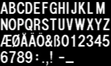 Character set of the PM8546 logo generator. Used by the PM5644 and later models to generate the station ID text and clock.