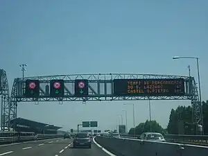 Dynamic traffic signs on an Autostrada