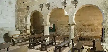 Mozarabic style horseshoe arches in São Pedro de Lourosa Church.