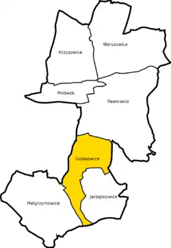 Location of Golasowice within Gmina Pawłowice