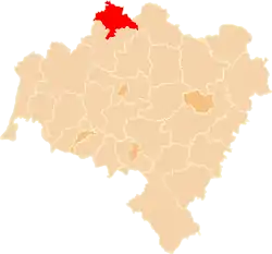 Głogów County (red) within Lower Silesian Voivodeship