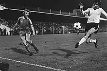 Photo of Dundalk player-manager Jim McLaughlin in action away to PSV Eindhoven in 1976