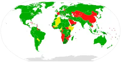 Map of states' adoption of the Partial Test Ban Treaty