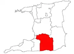 Location of Princes Town in Trinidad