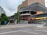 Street view of PWTC LRT Station with Sunway Putra next to it.