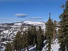 Two lens shaped clouds observed from Kirkwood Ski Resort
