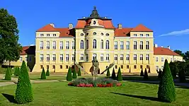 Rogalin's Raczyński Palace within Rogalin Landscape Park, some 8 mi south of Poznań. Rear view