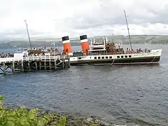 Paddle steamer Waverley about to leave Blairmore pier