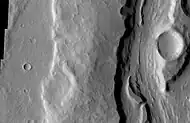 Close-up of Padus Vallis. Padus Vallis is in the Memnonia quadrangle.