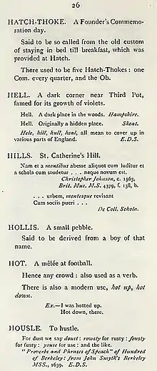 A page of a historic word book
