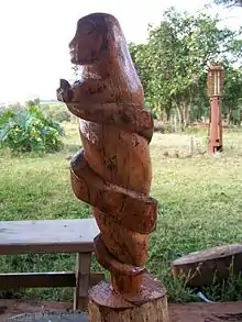 Pai Tavytera woodcarving of Kurupi, Paraguay