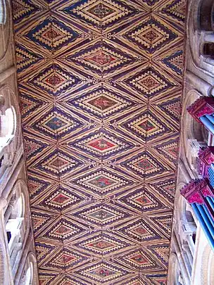 Painted nave ceiling.