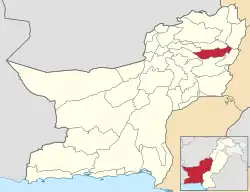 Map of Balochistan with Duki District highlighted