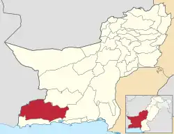Map of Balochistan with Kech District highlighted in maroon
