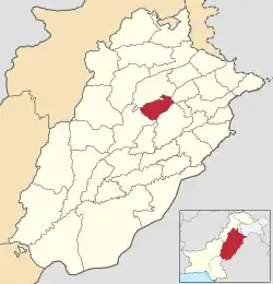 Map of Punjab with Chiniot District highlighted