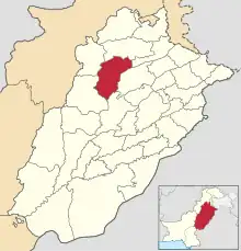 Map of Punjab with Khushab highlighted
