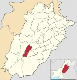 Multan District highlighted within Punjab Province