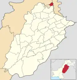 Map of Punjab with Murree District highlighted