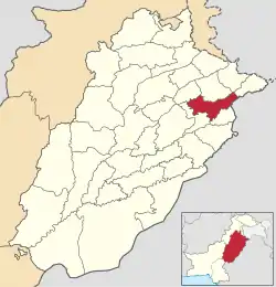 Map of Sheikhupura District highlighted