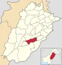 Map of Punjab with Vehari District highlighted