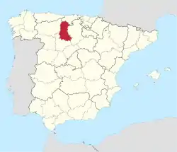 Map of Spain with Palencia highlighted