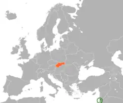 Map indicating locations of Palestine and Slovakia