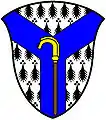 a pairle or pall—Ermine; a pairle azure charged with the crosier of St Fillan proper—Dewar, Canada* (Scots coat)