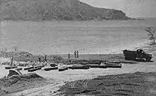 Seabees building Naval Air Station Palm Island in 1943
