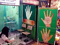 A modern palm-reader's shop in Yangon, Myanmar