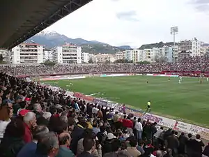 Kostas Davourlis Stadium in a sold-out match; Panachaiki vs Rodos for the 2008–09 Gamma Ethniki season.