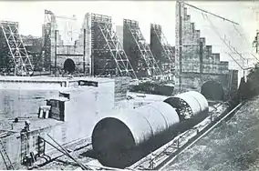 The Panama Canal locks under construction in 1910