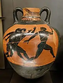 Image 6A Greek vase from 500 BC depicting a running contest (from Track and field)