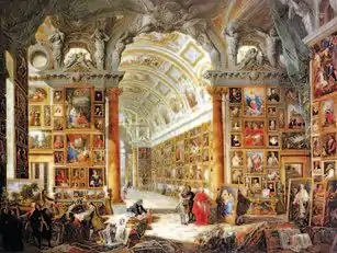 Giovanni Paolo Pannini, Interior of a Picture Gallery with the Collection of Cardinal Silvio Valenti Gonzaga, 1740