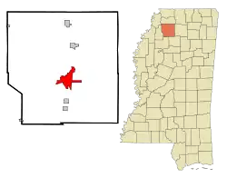 Location of Batesville, Mississippi