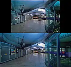 Image shot with a 16 mm full-frame fisheye lens before and after remapping to rectilinear perspective.