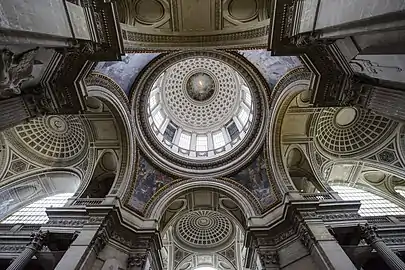 Looking upward at the first and second domes