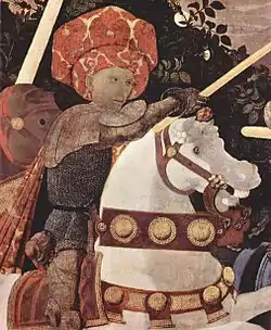 Vermilion has the property of darkening with time. The bridle of the horse in The Battle of San Romano by Paolo Uccello in the National Gallery in London has turned from red to dark brown.