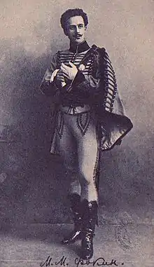 Mikhail Fokine costumed for the role of Lucien d'Hervilly in Paquita. St. Petersburg, 1898