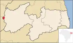 Location of Cachoeira dos Índios in the State of Paraíba