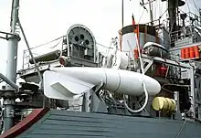 A paravane used for mine sweeping aboard USS Conquest