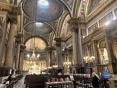 The nave and the choir, facing north toward the altar